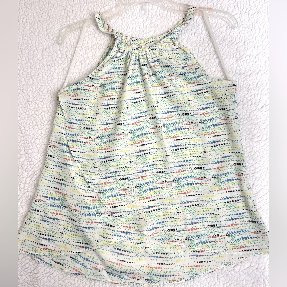 Annabella multi-colored halter style faux wrap tank blouse, women’s S